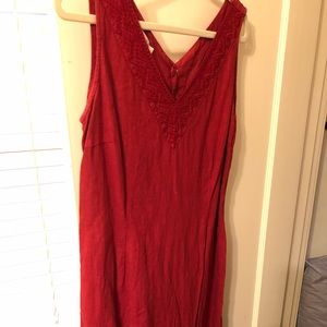 Red Linen Dress Lg